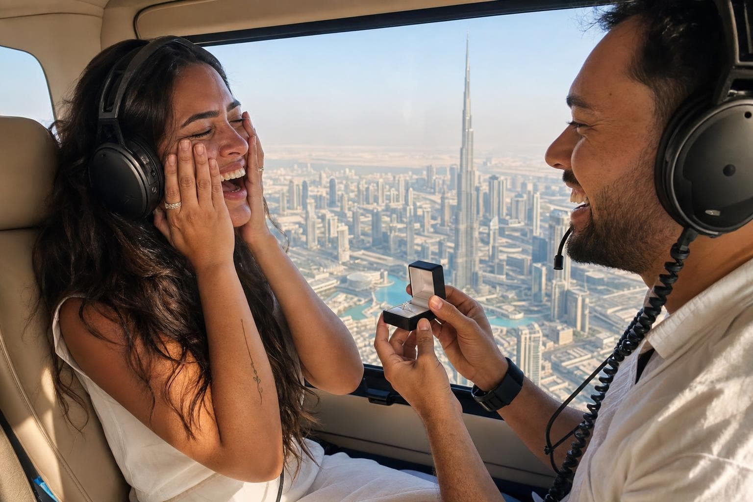 Helicopter Proposals in Dubai: Propose Above the World's Most Spectacular Skyline