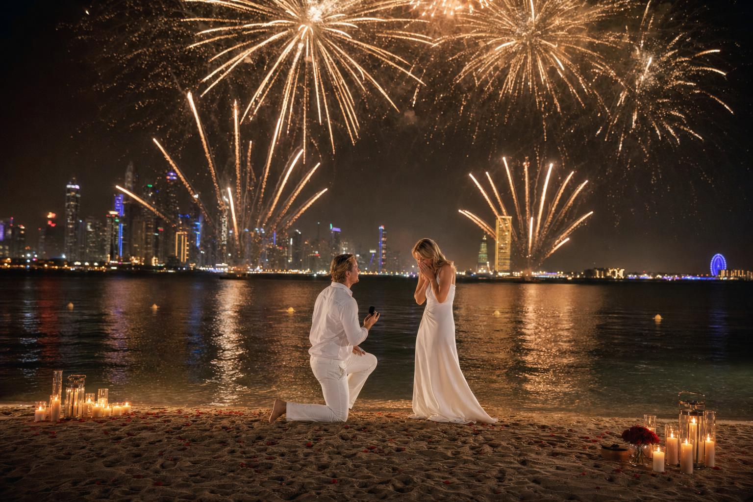 Beach Fireworks Surprise - Fireworks proposals package in Dubai
