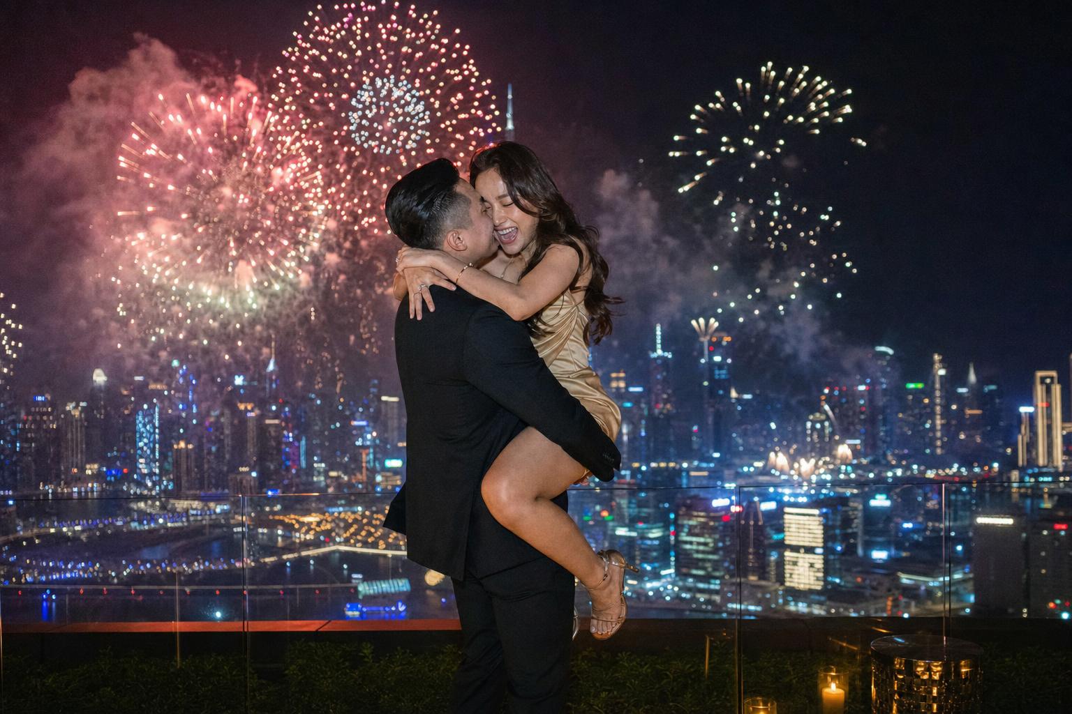 Rooftop Rocket Romance - Fireworks proposals package in Dubai